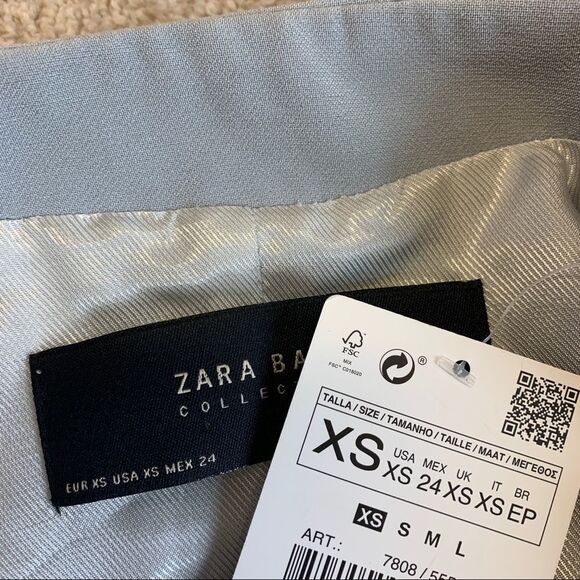 ZARA greyish pastel blue Open front blazer Sz XS NWT - Picture 9 of 12